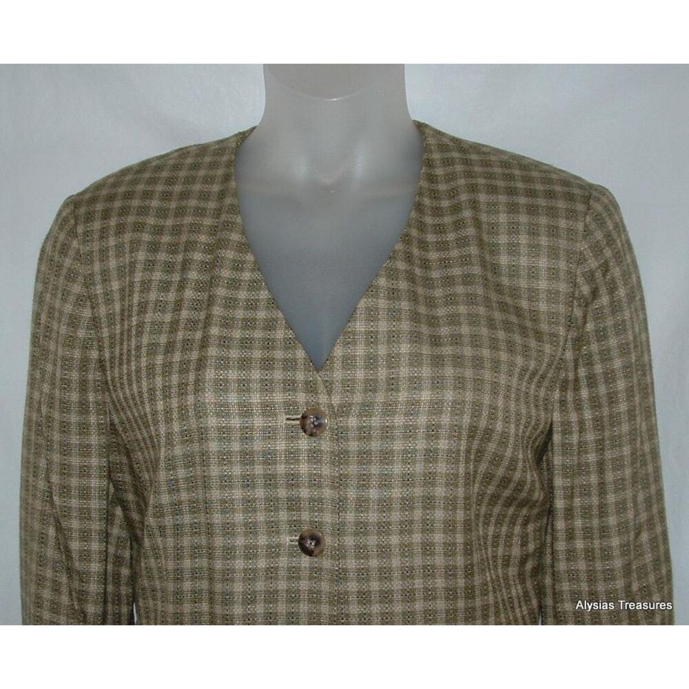 Olive Green Plus Sz 18 Church Office Lined Skirt & Suit Jacket Outfit RENA ROWAN - Picture 2 of 3